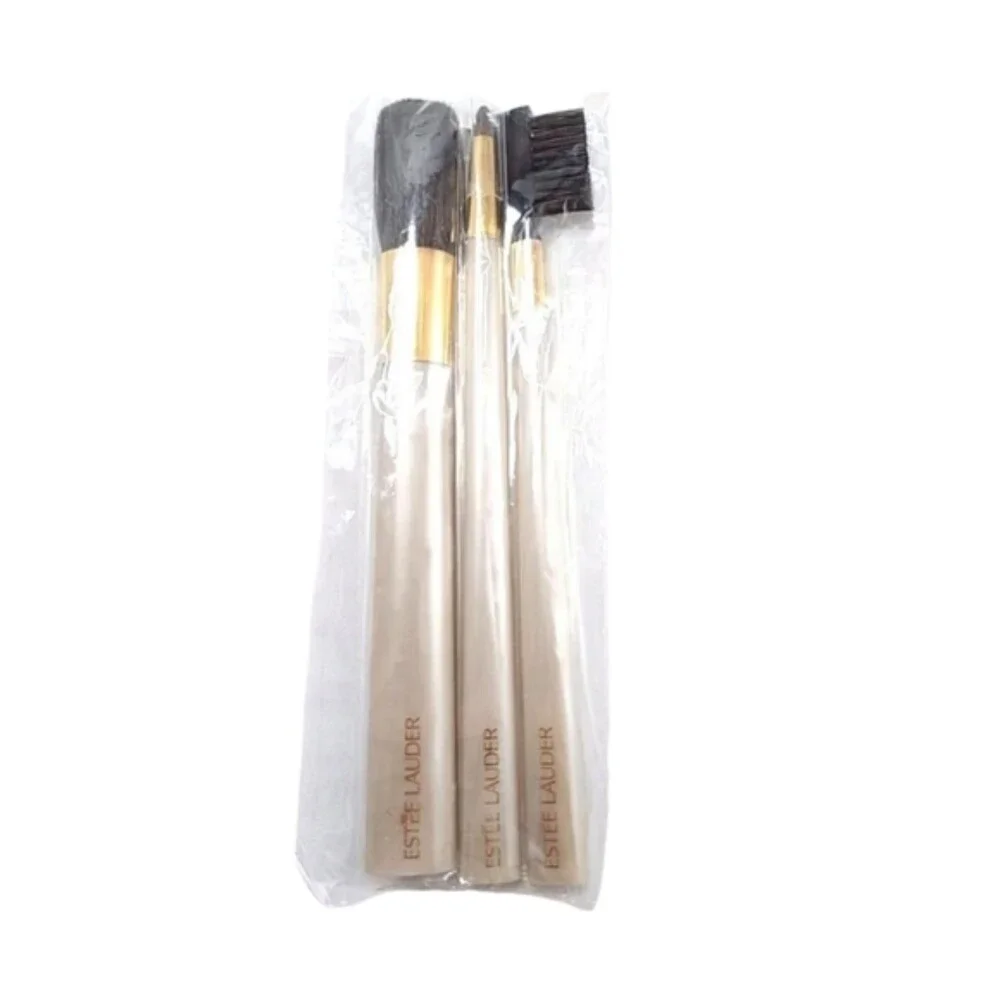 Estee Lauder NWOT Three‎ Piece Champagne Color 6 Inch Makeup Brush Set